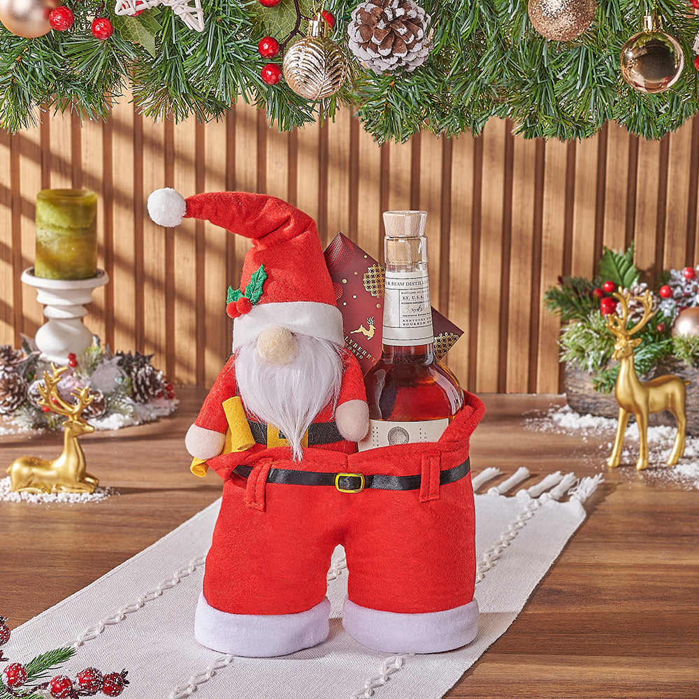 Santa Pants Bag with Liquor Gift – how the gift is presented