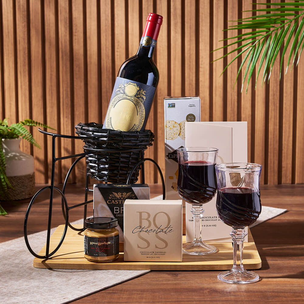 Sensational Wine &amp; Treats for Two Gift, wine gift, wine, cheese gift, cheese, chocolate gift, chocolate, Los Angeles delivery