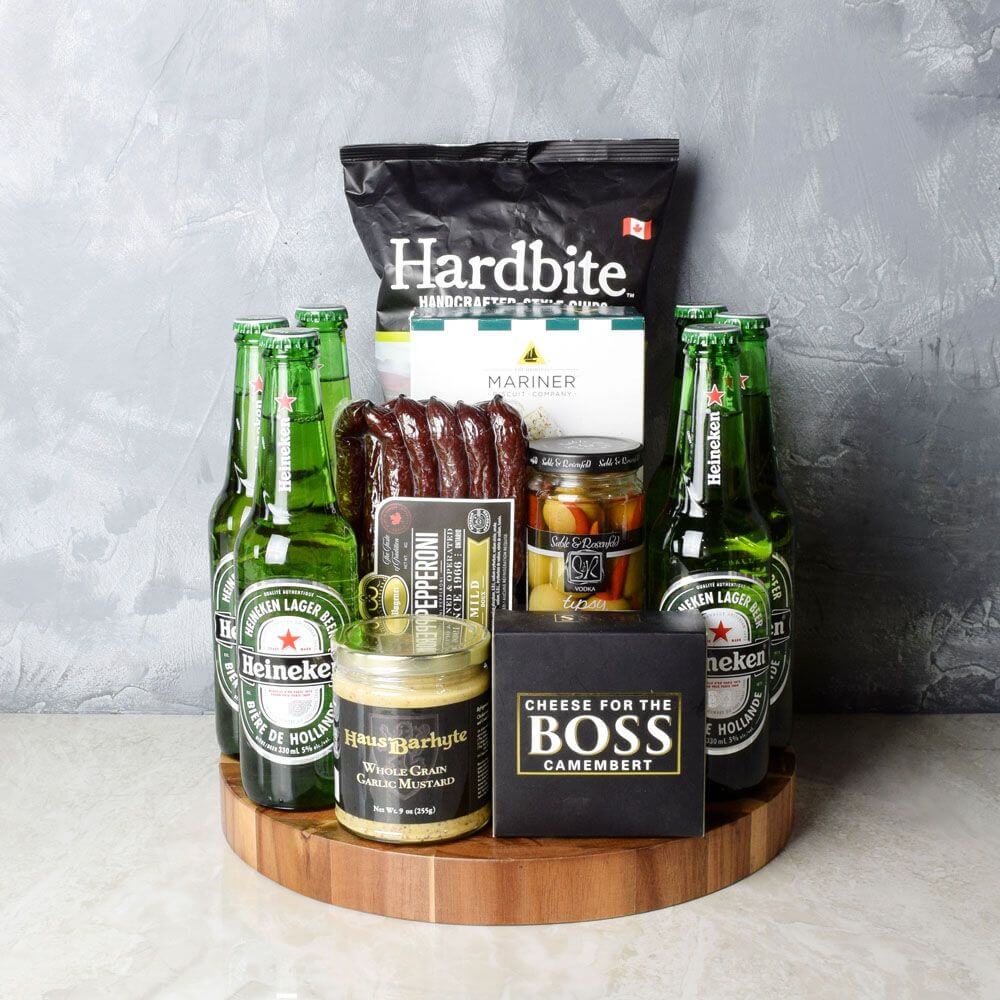 Six Pack &amp; Snack Gift Set from Los Angeles Baskets - Beer Gift Basket - Los Angeles Delivery