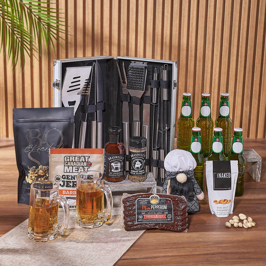 Smokin’ BBQ Grill Gift Set with Beer, grill gift, grill, beer gift, beer, bbq gift, bbq, Los Angeles delivery