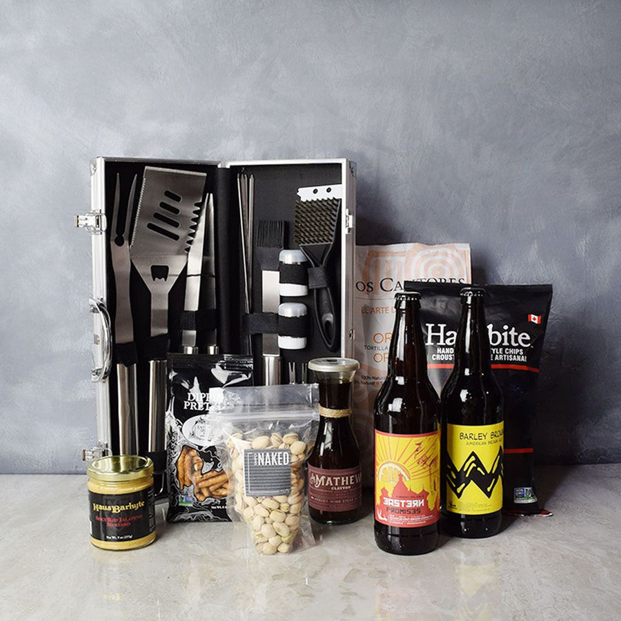 Smokin' BBQ Grill Gift Set with Beer from Los Angeles Baskets - Grill & BBQ Gift Basket - Los Angeles Delivery