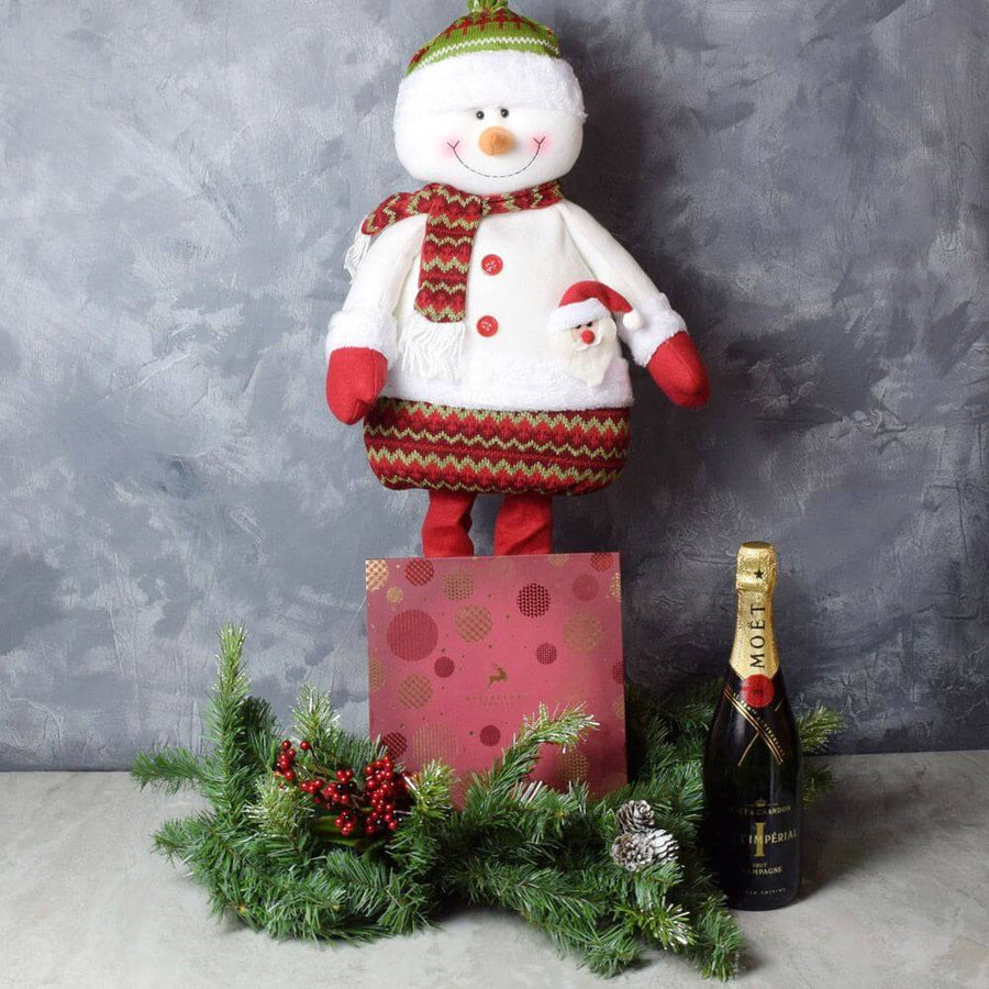 Snowman & Gourmet Chocolates with Champagne Gift Set From Los Angeles Baskets - Los Angeles Delivery