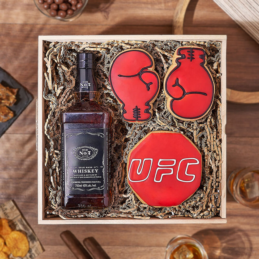 Spirits & Boxing Cookie Gift, liquor gift, liquor, cookie gift, cookie, sports gift, sports, Los Angeles delivery