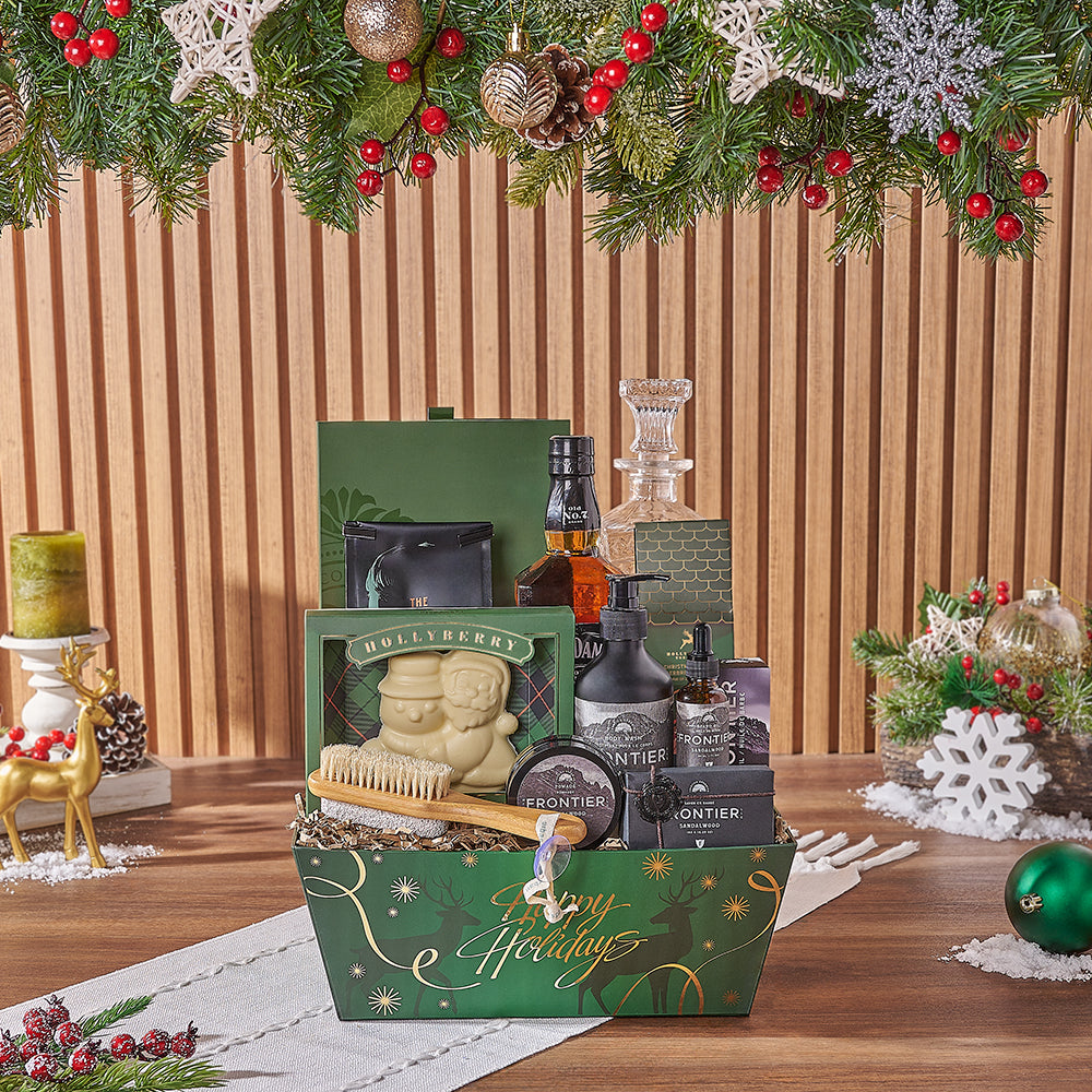 Spirits & Spa Holiday Gift Set, liquor gift, liquor, spa gift, spa, chocolate gift, chocolate, Christmas gift, Christmas, Los Angeles delivery