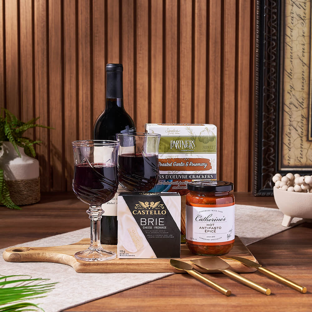 Start Spreading the News Wine &amp; Cheese Gift Basket, wine gift, wine, cheese gift, cheese, Los Angeles delivery