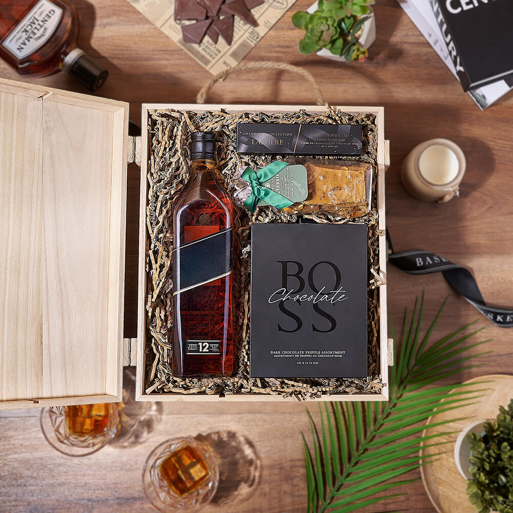 Sweet Things &amp; Liquor Gift Box, liquor gift, liquor, chocolate gift, chocolate, Los Angeles delivery