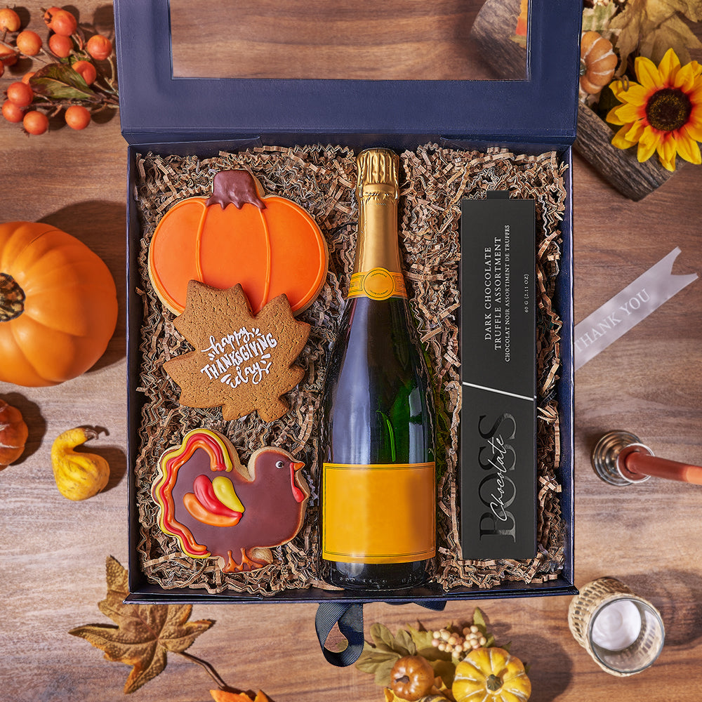 Thanksgiving Champagne &amp; Treat Box, champagne gift, champagne, sparkling wine gift, sparkling wine, cookie gift, cookie, thanksgiving gift, thanksgiving, Los Angeles delivery