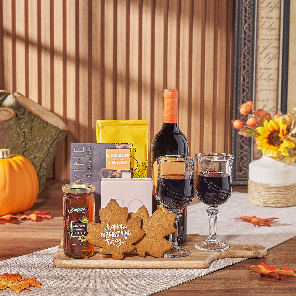Thanksgiving Cookie &amp; Wine Gift, thanksgiving gift, thanksgiving, wine gift, wine, cookie gift, cookie, Los Angeles delivery