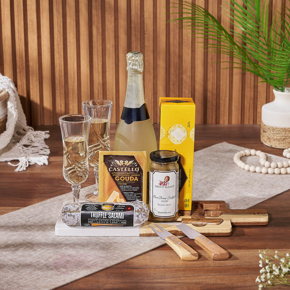 Toast to Meat &amp; Cheese Champagne Basket, champagne gift, champagne, sparkling wine gift, sparkling wine, charcuterie gift, charcuterie, Los Angeles delivery