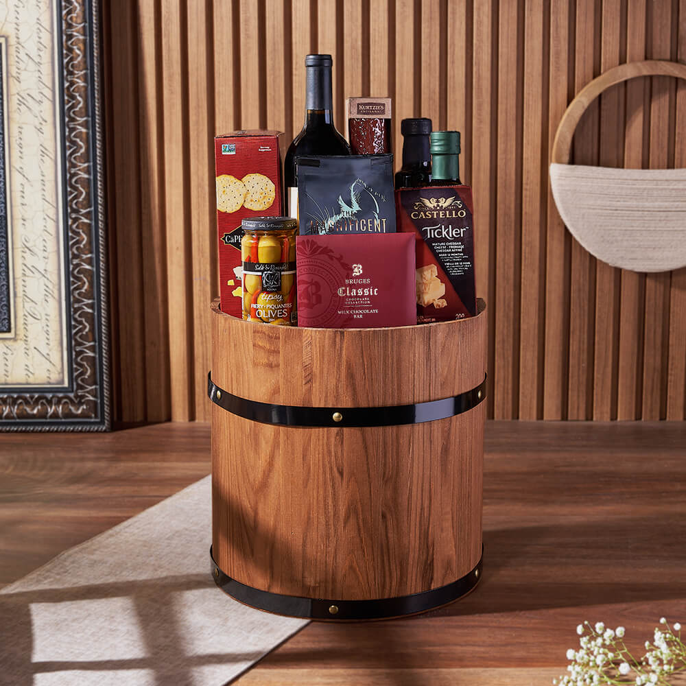 Ultimate Wine &amp; Cheese Barrel, wine gift, wine, cheese gift, cheese, charcuterie gift, charcuterie, Los Angeles delivery
