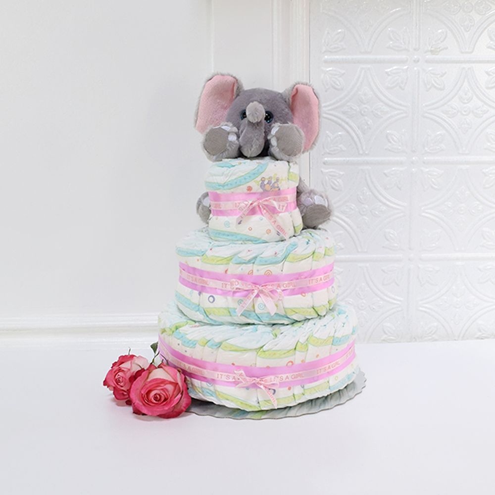 Three-Tier Baby Diaper Cake – how the gift is presented