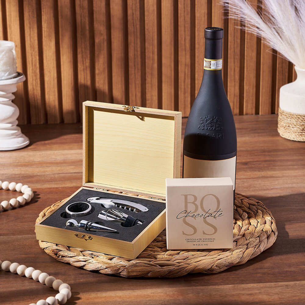 Uptown Wine &amp; Truffles Basket, wine gift, wine, chocolate gift, chocolate, Los Angeles delivery