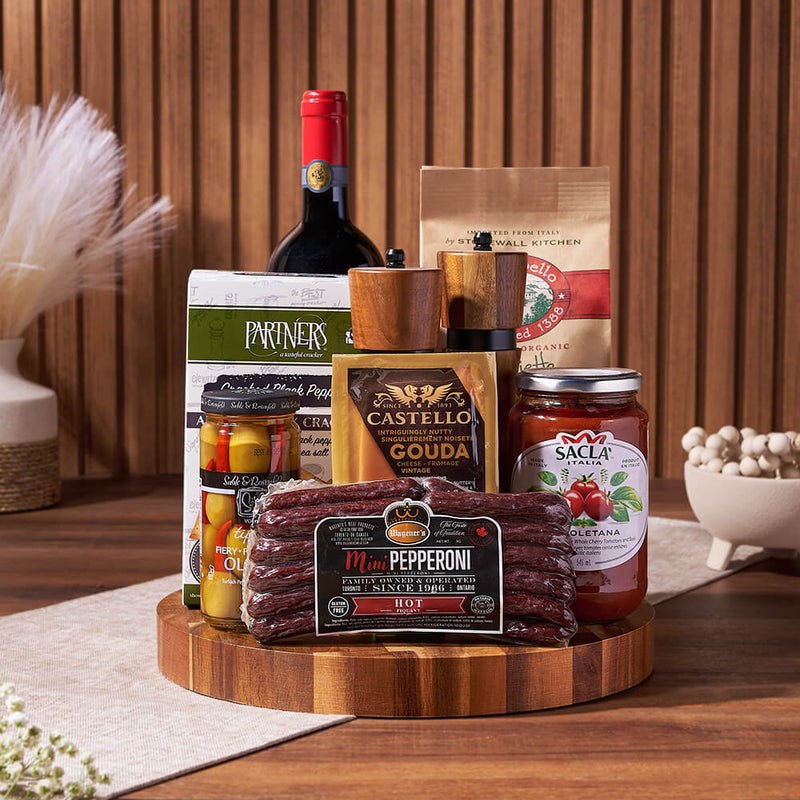 Wine & Pasta Serving Gift, wine gift, wine, pasta gift, pasta, cheese gift, cheese, charcuterie gift, charcuterie, Los Angeles delivery