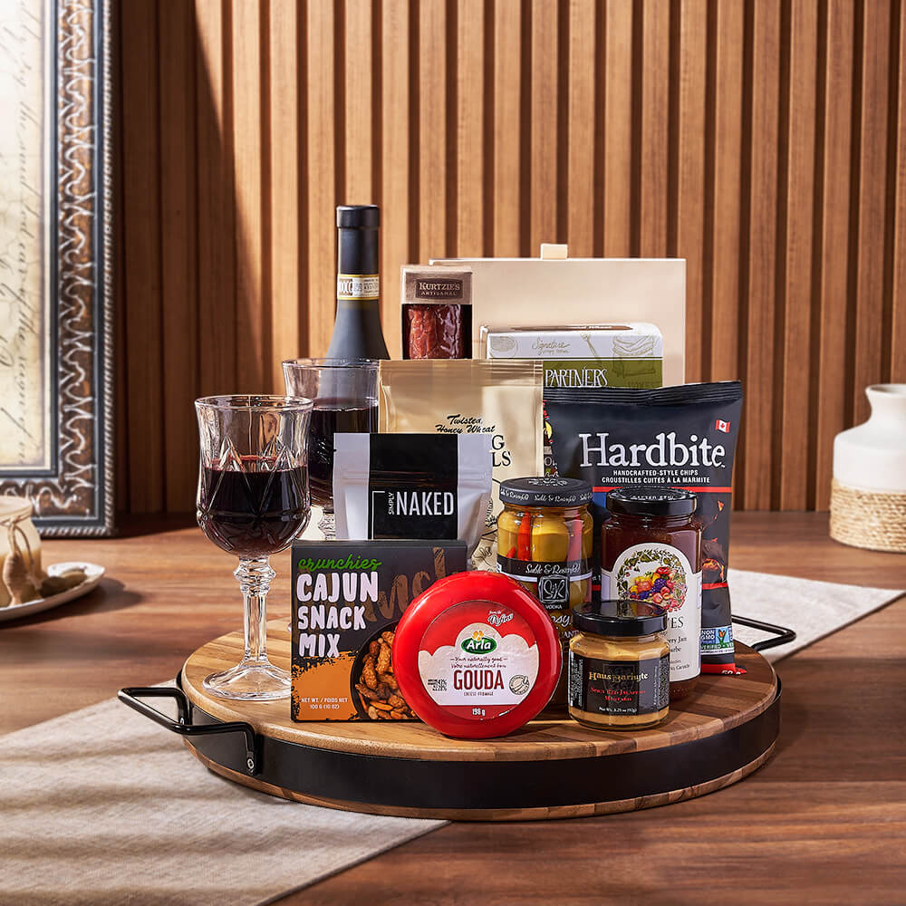 Wish You Success Wine &amp; Goodies Gift Basket, wine gift, wine, charcuterie gift, charcuterie, cheese gift, cheese, Los Angeles delivery