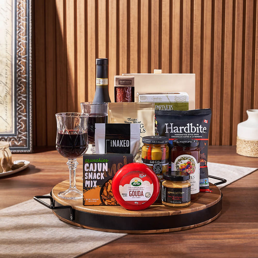 Wish You Success Wine & Goodies Gift Basket, wine gift, wine, charcuterie gift, charcuterie, cheese gift, cheese, Los Angeles delivery