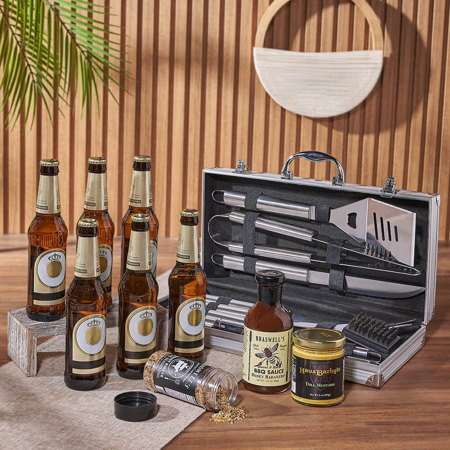 Zesty Barbeque Grill Gift Set with Beer, beer gift, beer, grill gift, grill, bbq gift, bbq, Los Angeles delivery