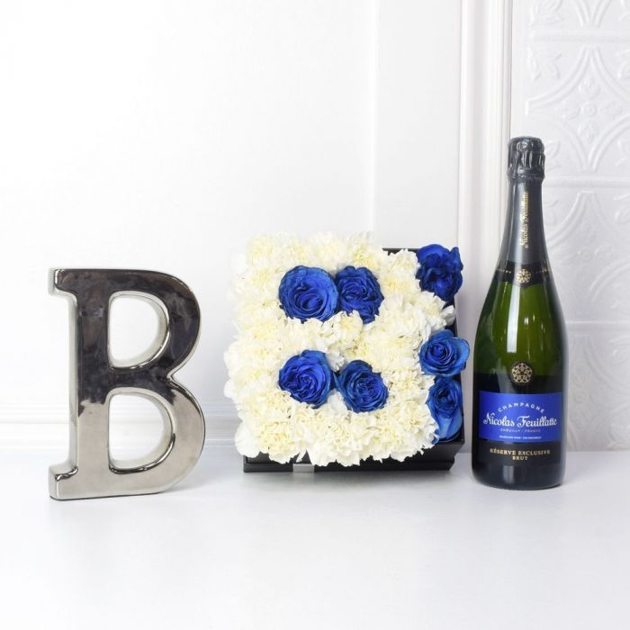 Baby Boy Floral Champagne Gift – how the gift is presented