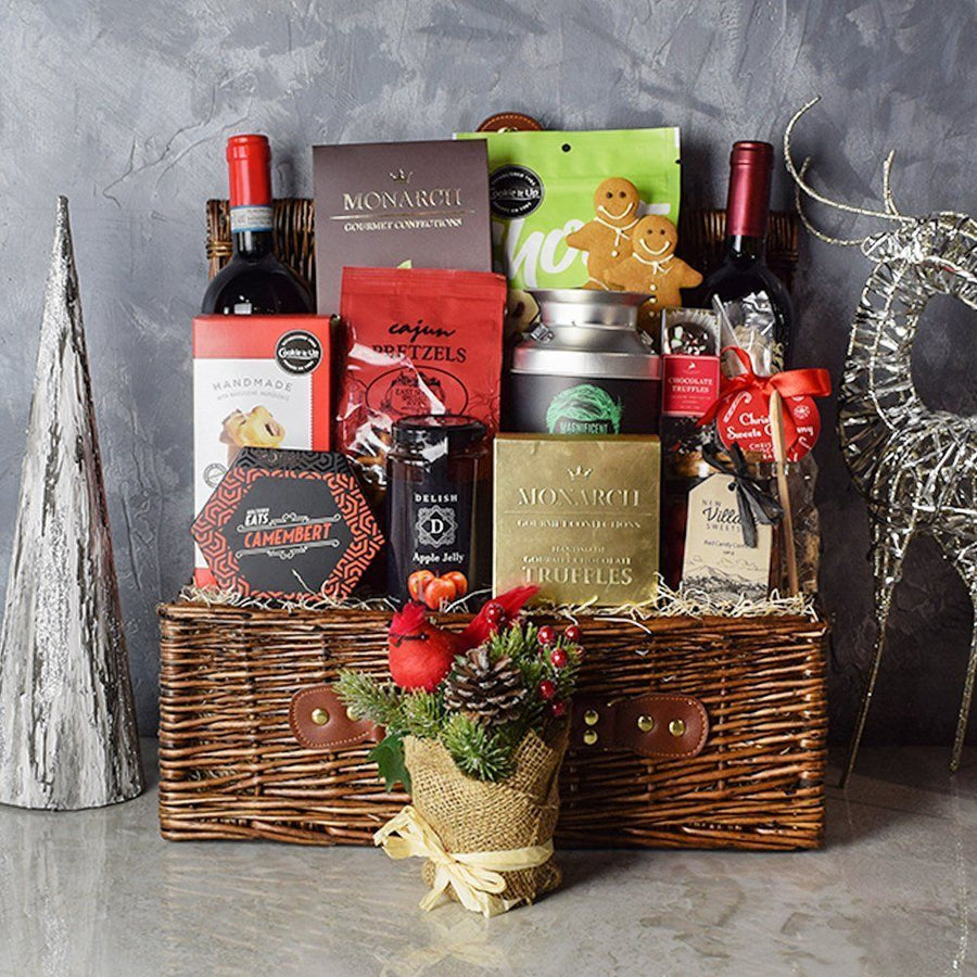 Christmas Wine Bounty Basket from Los Angeles Baskets - Holiday Gift Basket - Los Angeles Delivery