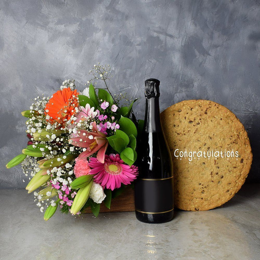 Baskets offers up the perfect selection of gourmet treats, decadent flowers, a plush bear and a bottle of sparkling wine from Los Angeles Baskets - Los Angeles Delivery