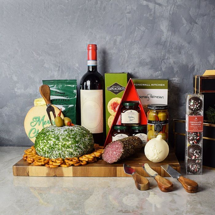 Holiday Wine & Cheese Ball Gift Basket from Los Angeles Baskets - Los Angeles Delivery