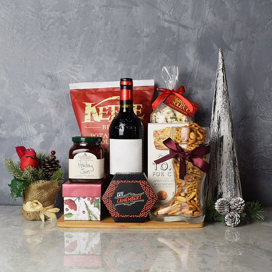 Holiday Wine & Cheese Snack Basket from Los Angeles Baskets - Los Angeles Delivery