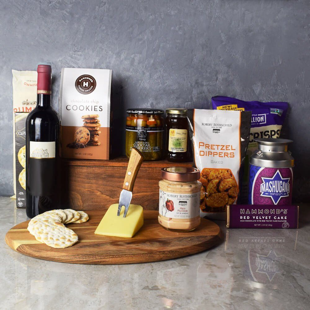 Kosher Wine &amp; Cheese Basket from Los Angeles Baskets - Kosher Gift Basket - Los Angeles Delivery