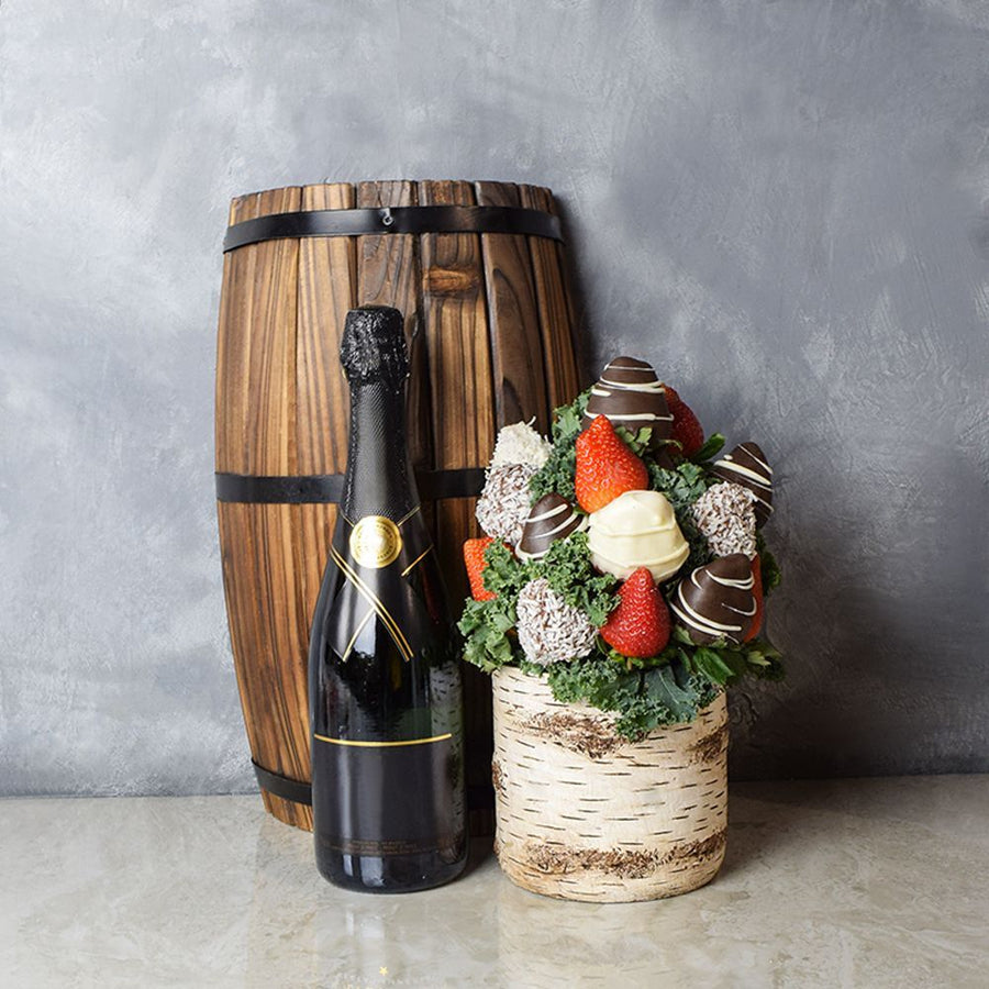 Oakville Chocolate Dipped Strawberries Vase & Bubbly From Los Angeles Baskets - Los Angeles Derlivery