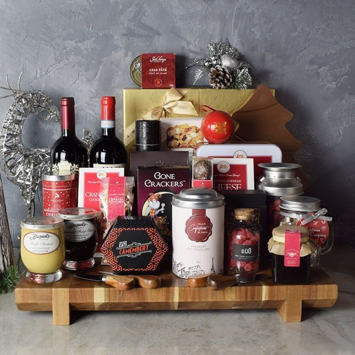 Opulent Christmas Wine & Chocolate Gift Basket from Los Angeles Baskets - Los Angeles Delivery