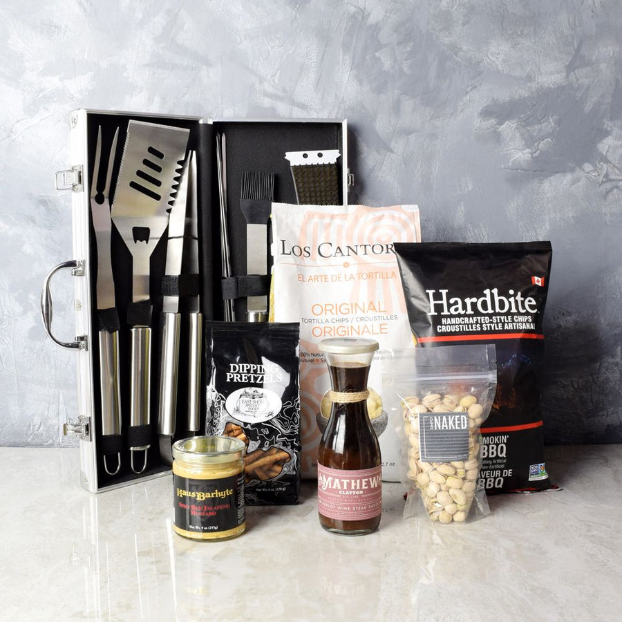 Richview Grilling Gift Basket. Featuring a range of delicious snacks and high-quality grilling tools, this set is the perfect gift for a barbecue lover. And don’t forget, you can also add more items to your basket to customize it further, like additional gourmet items, a bottle of wine or liquor, and more from Los Angeles Baskets - Los Angeles Delivery