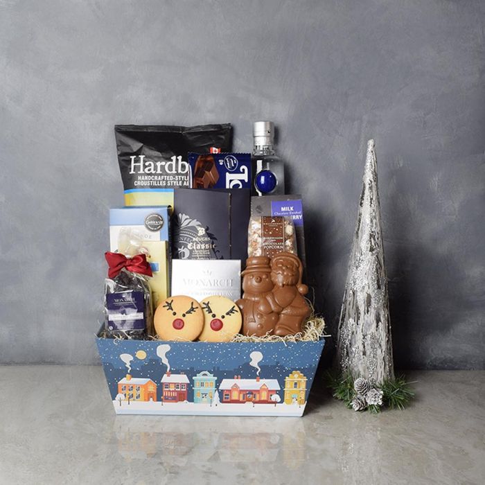 Santa’s Reindeer & Liquor Gift Set from Los Angeles Baskets - Holiday Gift Basket - Los Angeles Delivery